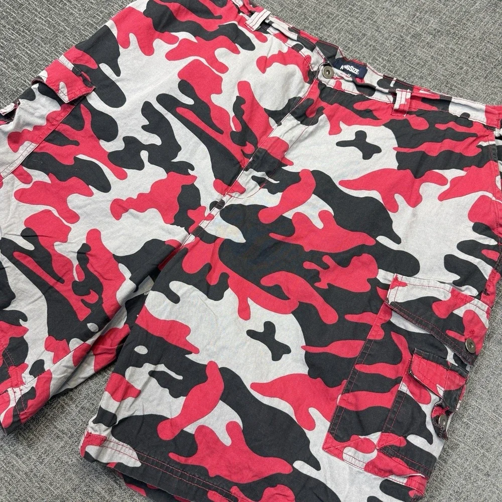 King‎ Size Cargo Shorts Mens 48 Big Red Camo Military Utility Elastic Waist